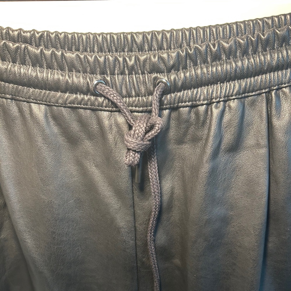 ZARA Black Pleather Joggers Size S